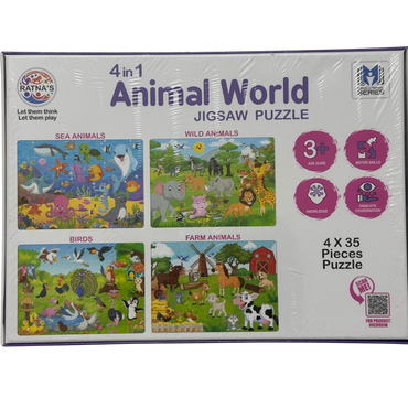 4 in 1 Animal World Jigsaw Puzzle